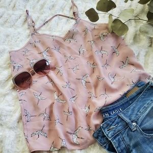 Pink Flowy Cami Bird Print